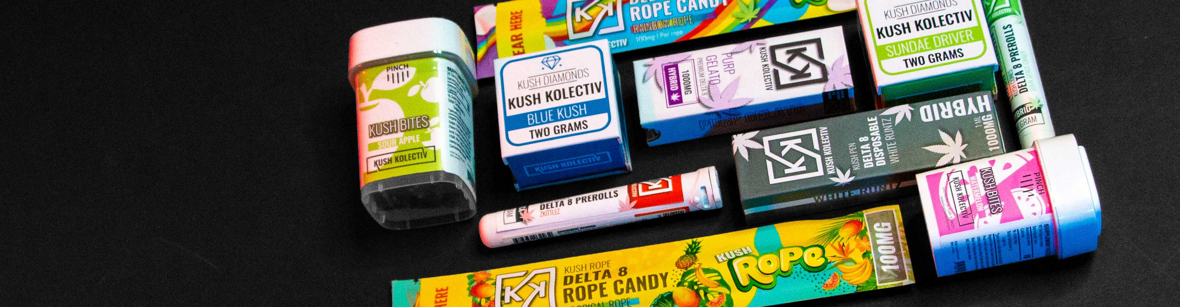 Kush Kolectiv products grouped together on black background