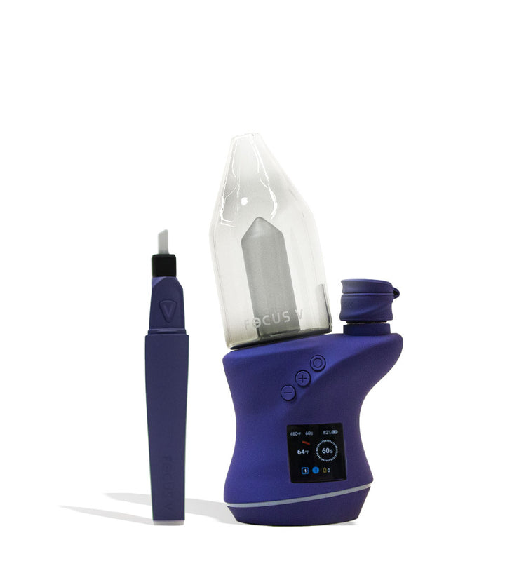 Grape  Focus V Carta 2 Electronic Dab Rig and Saber Hot Knife Deluxe Kit Front View on White Background