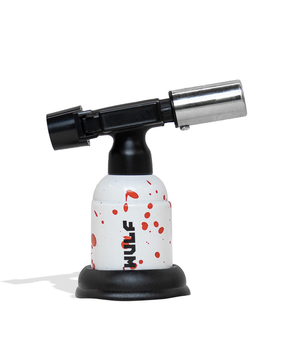 White Red Spatter Wulf Mods Blast Butane Torch Front View on White Background