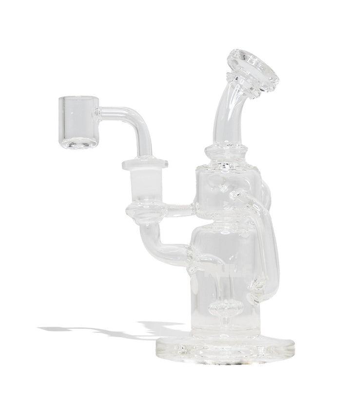 Clear Wulf Mods Alpha 14mm Dab Rig with Quartz Banger Front View on White Background