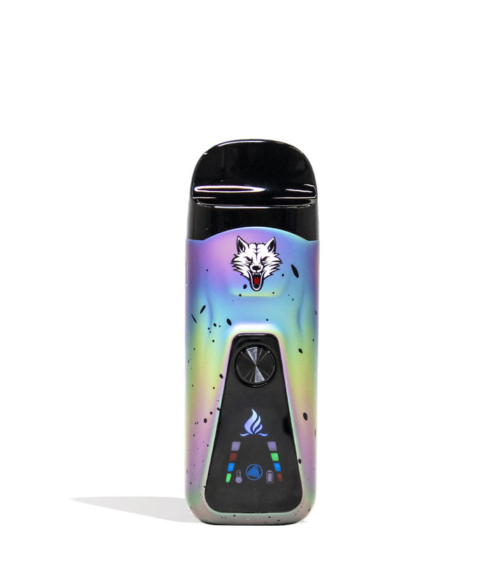 Full Color Spatter Wulf Mods Flex Dual Use Concentrate and Dry Herb Vaporizer Front View on White Background