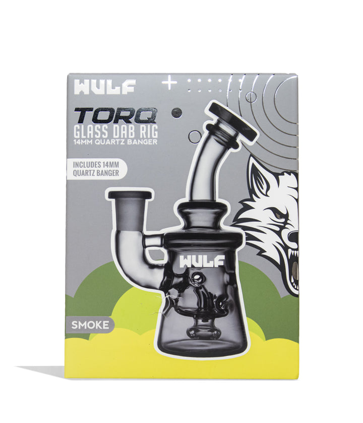 Smoke Wulf Mods Torq 14mm Dab Rig with Quartz Banger Packaging Front View on White Background