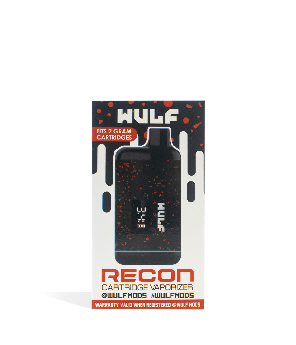 Black-red Spatter Packaging Wulf Mods Recon Cartridge Vaporizer on white background