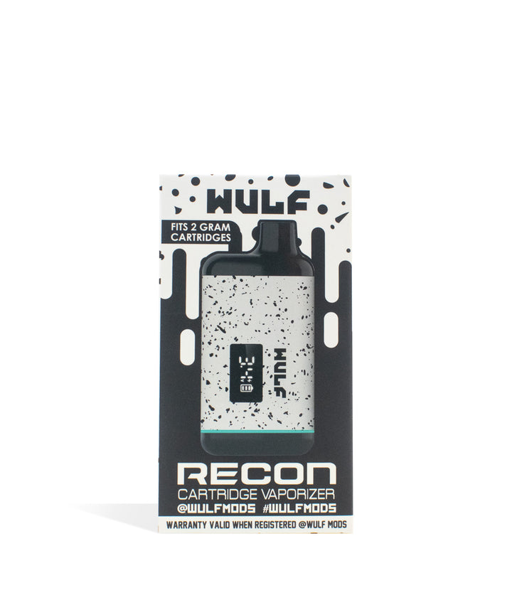 White-Black Spatter Packaging Wulf Mods Recon Cartridge Vaporizer on white background