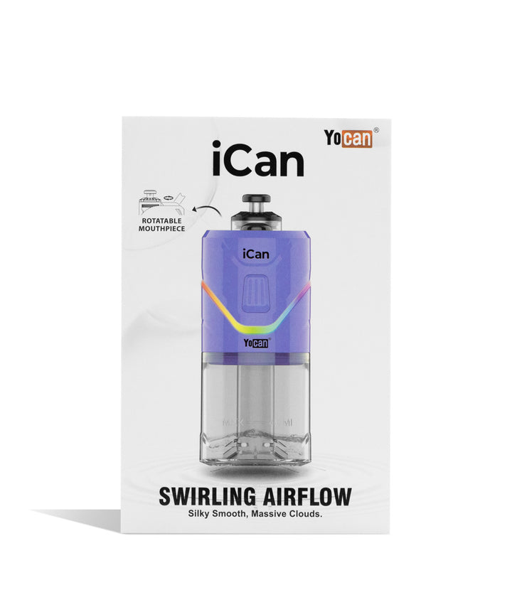 Purple packaging Yocan iCan E-Rig Vaporizer on white background