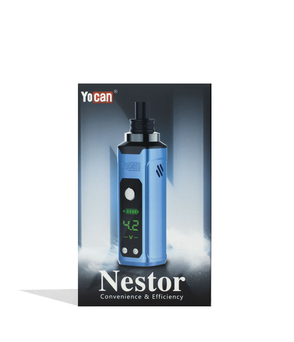 Blue Yocan Nestor 510 Dab Pen Vaporizer Packaging Front View on White Background